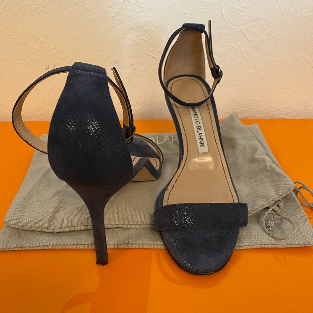 Manolo Blahnik Suede glitter accents sandals